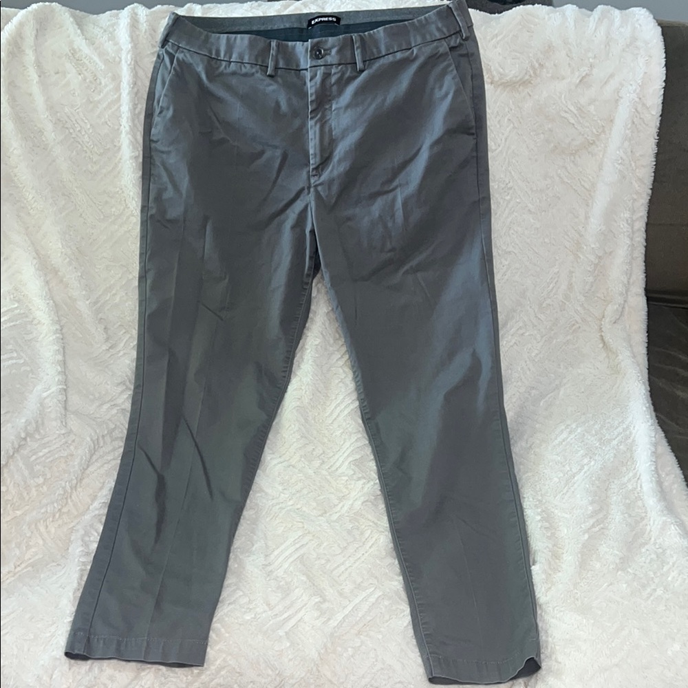 Express Men's Gray Chinos 36x32 Skinny Stretch Fit